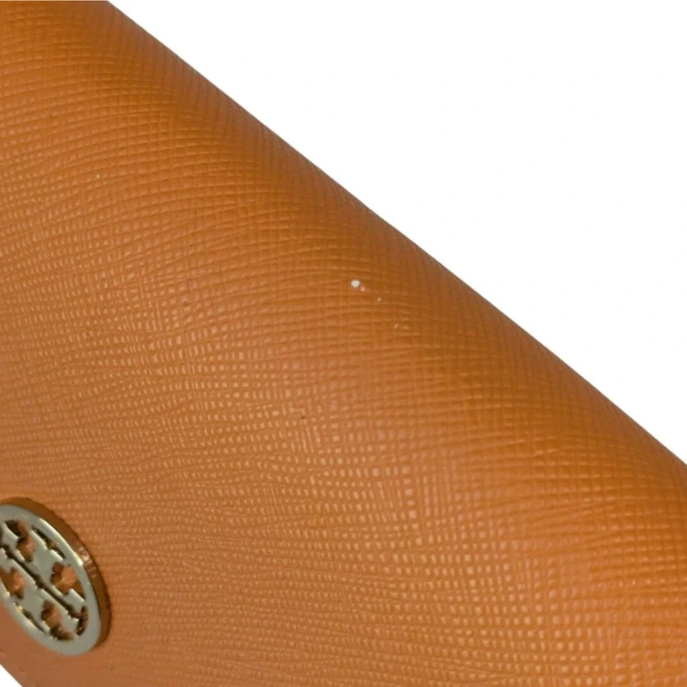 Tory Burch Orange Eyeglasses Sunglasses Case Faux Leather Textured Soft Medium